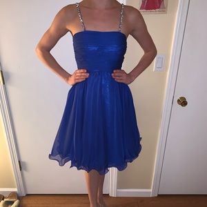 Royal blue Mac Duggal cocktail